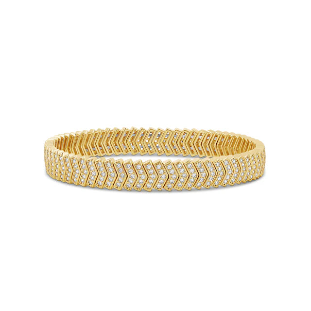 Gold bracelet with chevron pattern and it is stretchable 